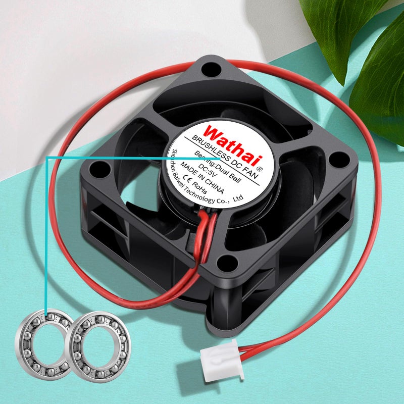 Wathai 40mm x 20mm 5V Case Fan Dual Ball 2Pin DC Brushless Cooling Fan - Image 5